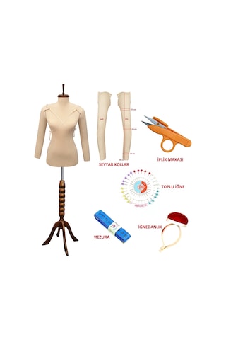 Dikiş Seti Seyyar Kollu 36 Beden İğne Batan Terzi Prova Mankeni