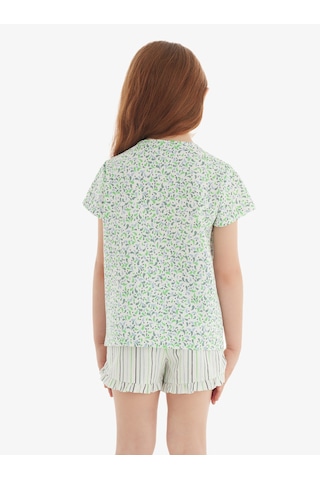 Kız Çocuk T-shirt 51824 - Çiçek Baskılı Baskılı