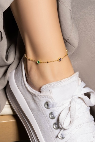 So Chic Yaz Renkleri 18 Ayar Sarı Altın Kaplama 24 CM Gümüş Halhal Altın Kaplama