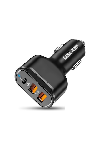 Uslion 30 W 2 USB + Type-C Girişli Qc3.0 Hızlı Araç Çakmaklık Şarjı