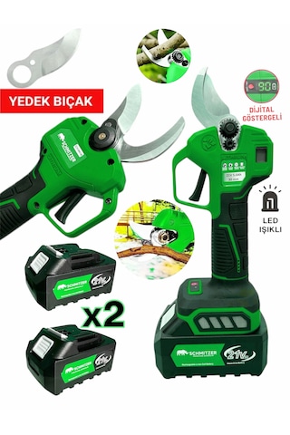Schmıtzer 2budama-y Pro Set 21v Çelik Şanzuman 2 Pala Ve Zincir Şarjlı Dal Ağaç Kesme Bağ Budama Makas Testere