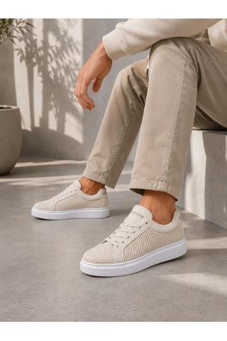 Günlük Rahat Taban Bağcıklı Sneaker Spor Ayakkabı Bej