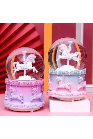 Mey İthalat Mini Boy Işıklı Unicorn Kar Küresi