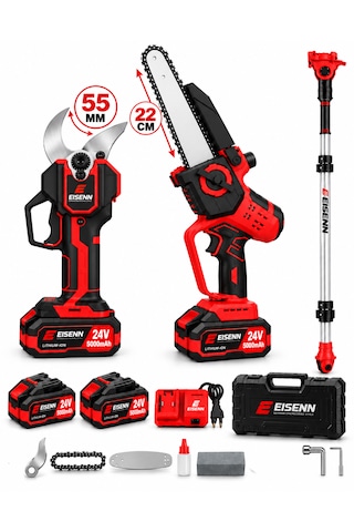 Eisenn Ultra Güç 55 Mm Dijital Makas + 22 Cm Otomatik Yağlamalı Dijital Testere +2.2 Mt Teleskop Süper Bahçe Seti