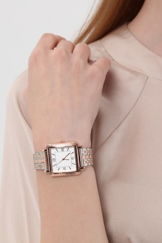 Daisy Rose Gümüş Kordon Kare Kasa Roma Rakam Kadın Kol Saat Rose Gold