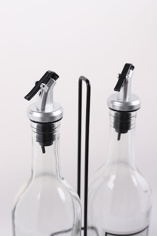 Jenisa Standlı Etiketli Akıtmaz Yağdanlık Yağlık 2 Adet 750 ML Siyah - Şeffaf