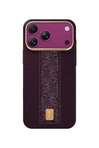 Apple iPhone Uyumlu 18 Pro Kılıf M-safeli Raptic Aramid Skin Rise Serisi 24 Ayar Altın Kaplamalı Karbon Kapak Mor