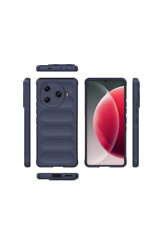 Zore Tecno Spark 30 Pro Kılıf Esnek Tpu Oyuklu Arka Yüzey Tasarımlı Etnik Silikon Lacivert