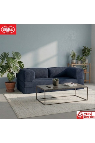 Pleasant K180x90 Sünger Kanepe Modüler Kadife Kumaşlı Koltuk Lacivert