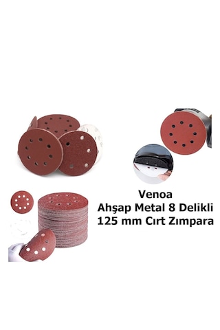 Venoa 125 Mm Cırt Zımpara Kağıdı 10 Adet 8 Delikli Disk, Ahşap & Metal Uyumlu - 400 Kum