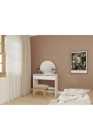 Huzur Makyaj Masası Beyaz Renk Beyaz