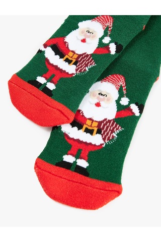 Koton Pamuklu Noel Baba Baskılı Yılbaşı Çorap Yeşil 6wkb80007aa Yeşil