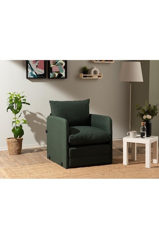 Pafu Saga Tekli Katlanır Yataklı Koltuk Keten Haki