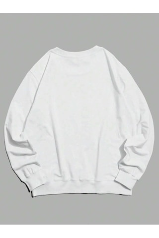 Adrift Car Print Drop Shoulder Sweatshirt Beyaz Beyaz