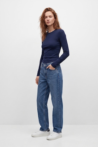 Elemge %95pamuk %5likra Vücuda Oturan Magic Fit Lacivert Kadın Stretch Uzun Kollu T-shirt Compact Penye Esnek Basic Tişört Elastan Bluz