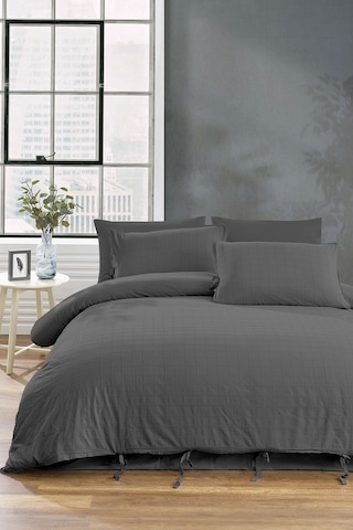 Rocco %100 Pamuk Nakışlı Parça Boyama Nevresim Takımı Antrasit Antrasit