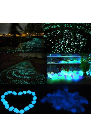 Vkemall 30 Adet Mavi Parlak Akvaryum Taşı - Çiçeklik Bahçe Dekorasyonu Işıklı Su Altı Taşları Stil 6