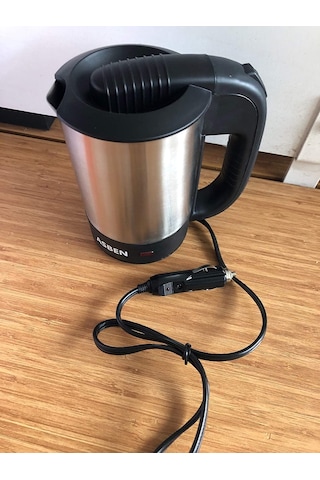 Otomatik Çelik 12v Araç Çakmak Girişli Su Isıtıcı Kettle 500ml