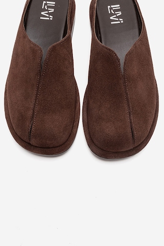 Luvishoes Tansy Kahverengi Süet Hakiki Deri Önü Kapalı Kadın Terlik