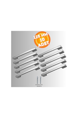Köprü Kulp Dolap Çekmece Kulbu Metal Kulp 128 Mm 10 Adet Krom