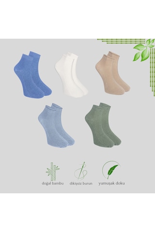 Kral Socks Erkek Patik Lacose - Kabartma Desenli 5 Adet Bambu Dikişsiz Siyah