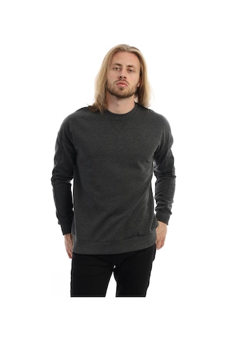 Erkek Bisiklet Yaka Karyoka Dikişli Sweatshirt Antrasit