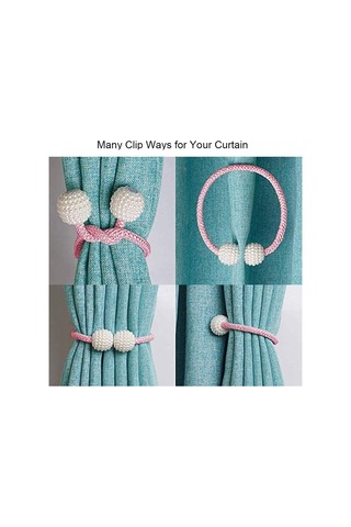 Pembe 2'li Manyetik Perde Tutucular, Pratik Perde Tutucular, Dekoratif Boncuk İpleri, Küçük, İnce Veya Şeffaf Pencere Perdeleri İçin Tutucular Diğer