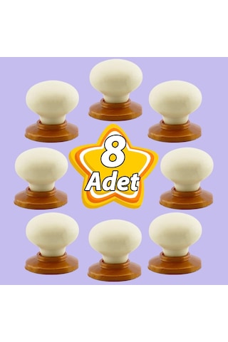 8 Adet Kamelya Kulp Krem Polimer Düğme Kulp Bakır Tablalı Mobilya Mutfak Dolabı Çekmece Kulbu Kulpları