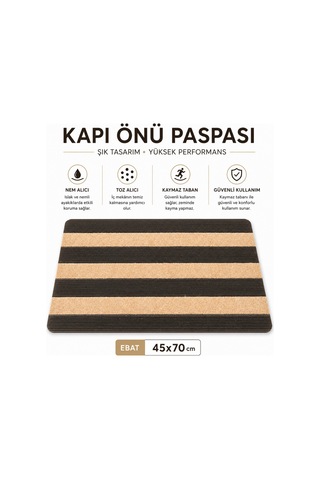 Delta Cc003a Bej Kaymaz Taban Nem Alıcı Toz Alıcı Kapı Önü Paspası Uv Dayanıklı 45x70 Cm