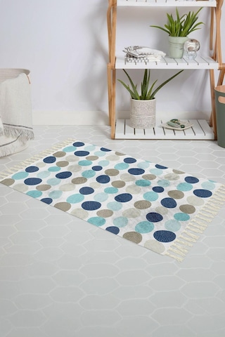 Banyo Halısı Dijital Baskılı Banyo Paspası 50x80 Polyester Kaymaz Tabanlı Duş Paspası 5706 Beyaz - Siyah