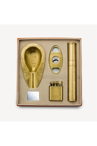 Lubinski Yeni Seri Dörtlü Motif İşlemeli Gold Puro Seti