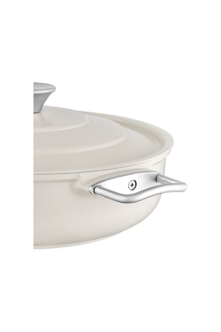 Madame Coco Vincenzo Döküm Alüminyum Kısa Tencere - Gri/bej - 28 Cm 8684427212981 Çok Renkli