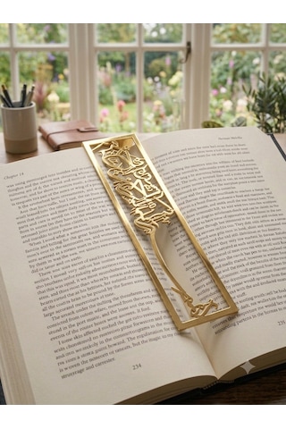 Lunoart Özel Seri Besmele Metal Kitap Ayracı - Gold Renk