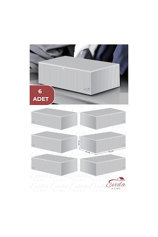 6 Adet Antrasit Çizgili Büyük Boy Baza Altı Ve Çekyat Hurç - 65x45x22 Cm - Hot Power Antrasit