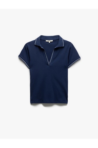 Koton Pamuklu Slim Fit Çizgili Kısa Kollu Polo Yaka Tişört Lacivert 5sak50015ek Lacivert