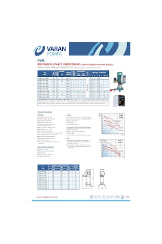 Varan Pvm14-4x1 Hıd Noril Fanlı Tek Pompalı Hidrofor 4 HP / 3 kW Trifaze 380 V, 78 Mss, 20 M3/h