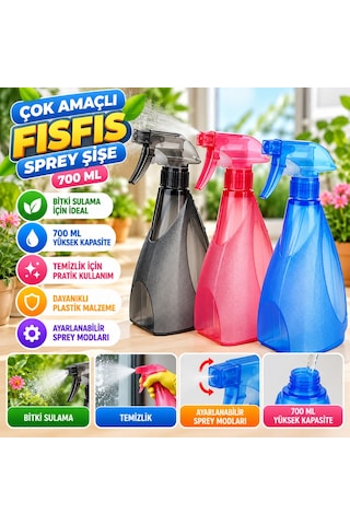 Çok Amaçlı Fısfıs Çiçek Sulama Plastik Su Sprey Şişesi 700 Ml Tp-219 - 1 Adet Stokta Olan Renk Gönderilir 7010