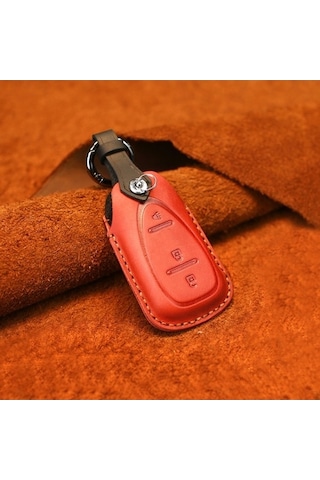 Tongxida Chevrolet Araba Sığır Derisi Anahtar Koruyucu Kılıfı Üç Anahtar İçin Kırmızı