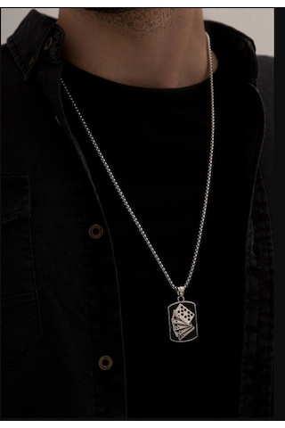 Osmanlı Gümüş Poker Royal Flush Maça Poker Royal Flush Maça Figür Kolye