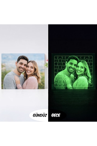 Bk Gift Kişiye Özel Fotoğraflı 99 Parça A4 Fosforlu Puzzle -1, Gece Parlayan Puzzle, Sevgiliye Ve Ev Hediyesi Kobitmeyencom36674 Bk Gift