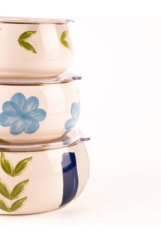 Bloom 3 Lü Emaye Saklama Kabı Takımı Tüm Ocak Tiplerinde Kullanılabilir Çok renkli