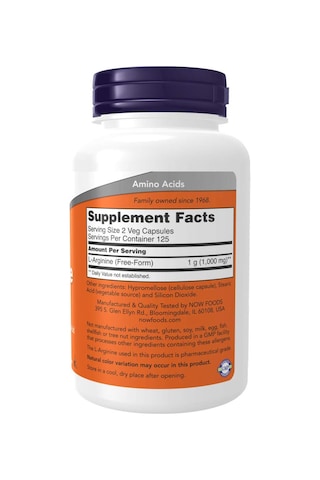 Now L-arginine 500 Mg 250 Caps