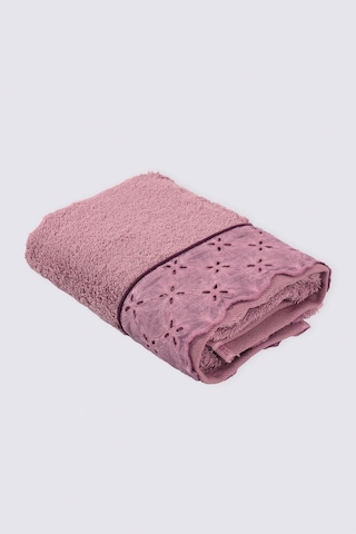 Ecocotton Ella Banyo Havlusu %100 Organik Pamuk Brodeli Pudra 80x150 Cm - Pamuk