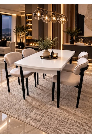 Sfm Serisi 80 X 130 Mutfak Masası Takımı Salon Takımı Mutfak Masası Bej