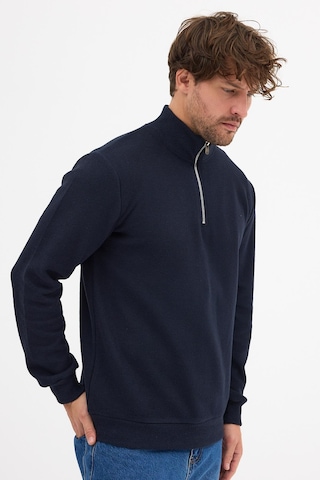 Mmetalic Erkek Lacivert Standart Fit Normal Kesim Pamuklu Yarım Fermuarlı Dik Yaka Pamuklu Sweatshirt Lacivert