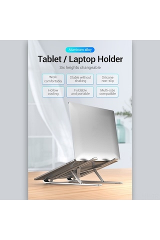 Didadodo Vention Katlanabilir Dizüstü Standı - 6 Ayar Pozisyon, Kaymaz Taban, 17 İnçe Kadar Tablet Ve Laptop Uyumlu, Küçük Boyutlu Tasarım