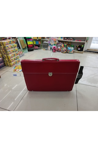 Resim Çantası Kırmızı Deri 35 50cm Körüklü Tcetvel Bölümlü