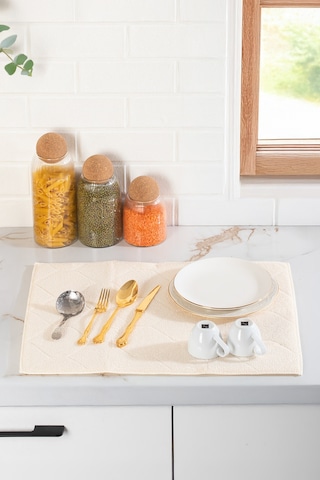 Porsima 3139-1 2li Mikrofiber Tezgah Üstü Kurutma Matı Süper Emici Bulaşıklık Krem Krem