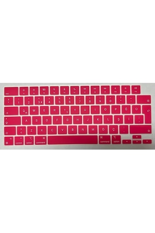 Arabulalaca Apple Macbook Uyumlu Air 13.6 Inç A3449 A3240 A3113 A2681 M2 / M3 / M4 / M5 Işlemcili Türkçe Q Silikon Klavye Koruyucu Pembe
