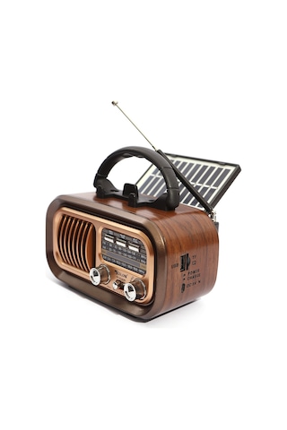 Yifomall Kahverengi Güneş Enerjili Taşınabilir Üç Bantlı Radyo - Bluetooth Hoparlör, Tf Kart/usb Çalma, Fm/am/kısa Dal, Pil İçeren